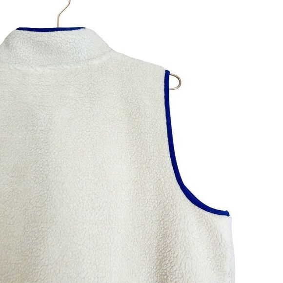 NWT Talbots Cream Sherpa Blue Trim Pocket Zip Up Vest 1X - Picture 7 of 8